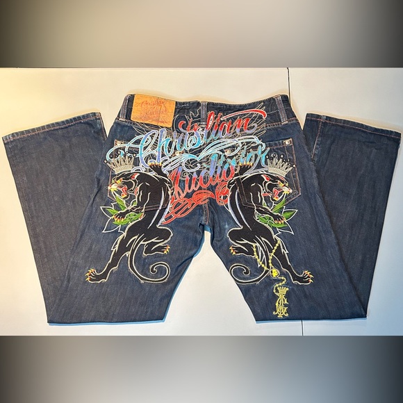Christian Audigier Denim Jeans Panther Ed Hardy Style Size 32 - 34 - Picture 14 of 14